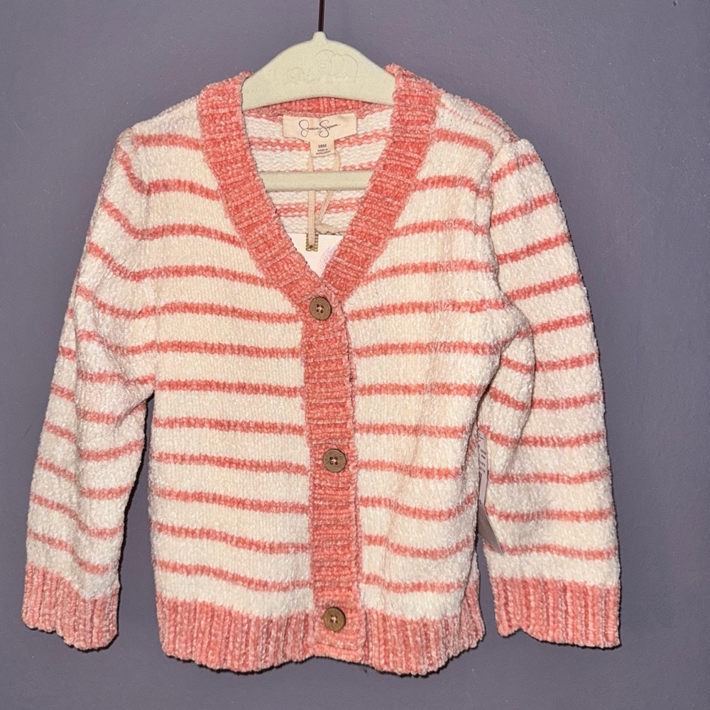Jessica Simpson Pink and White Striped Kids Sweater
